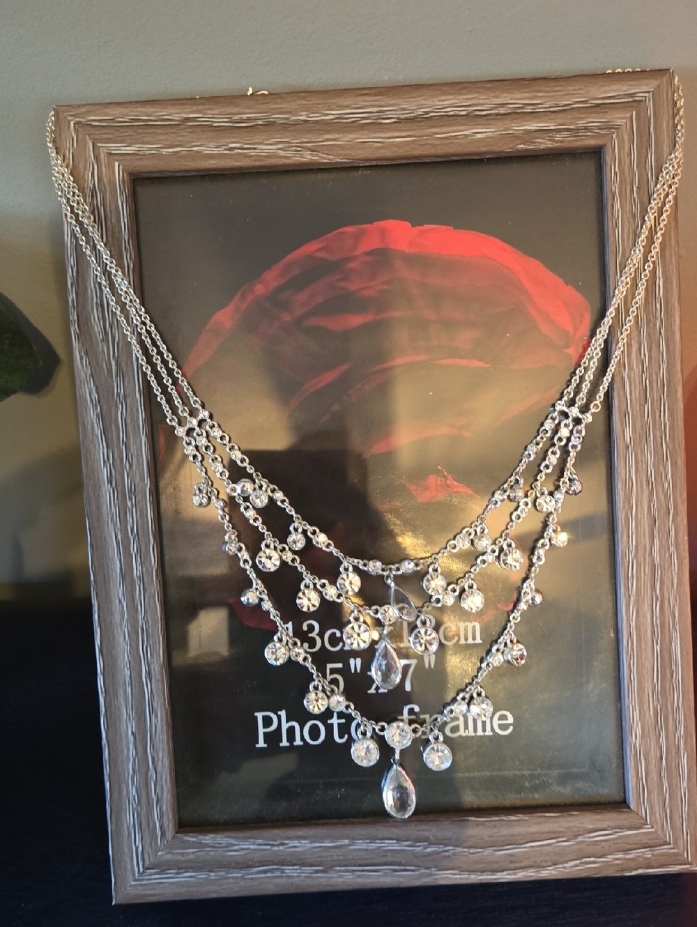Silver Multi-Layer Crystal Drop Necklace - Women Jewelry